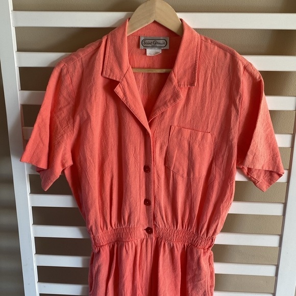 Saint Germain Short Sleeve 100% Cotton Vintage Utility Jumpsuit Size Medium - Picture 3 of 12